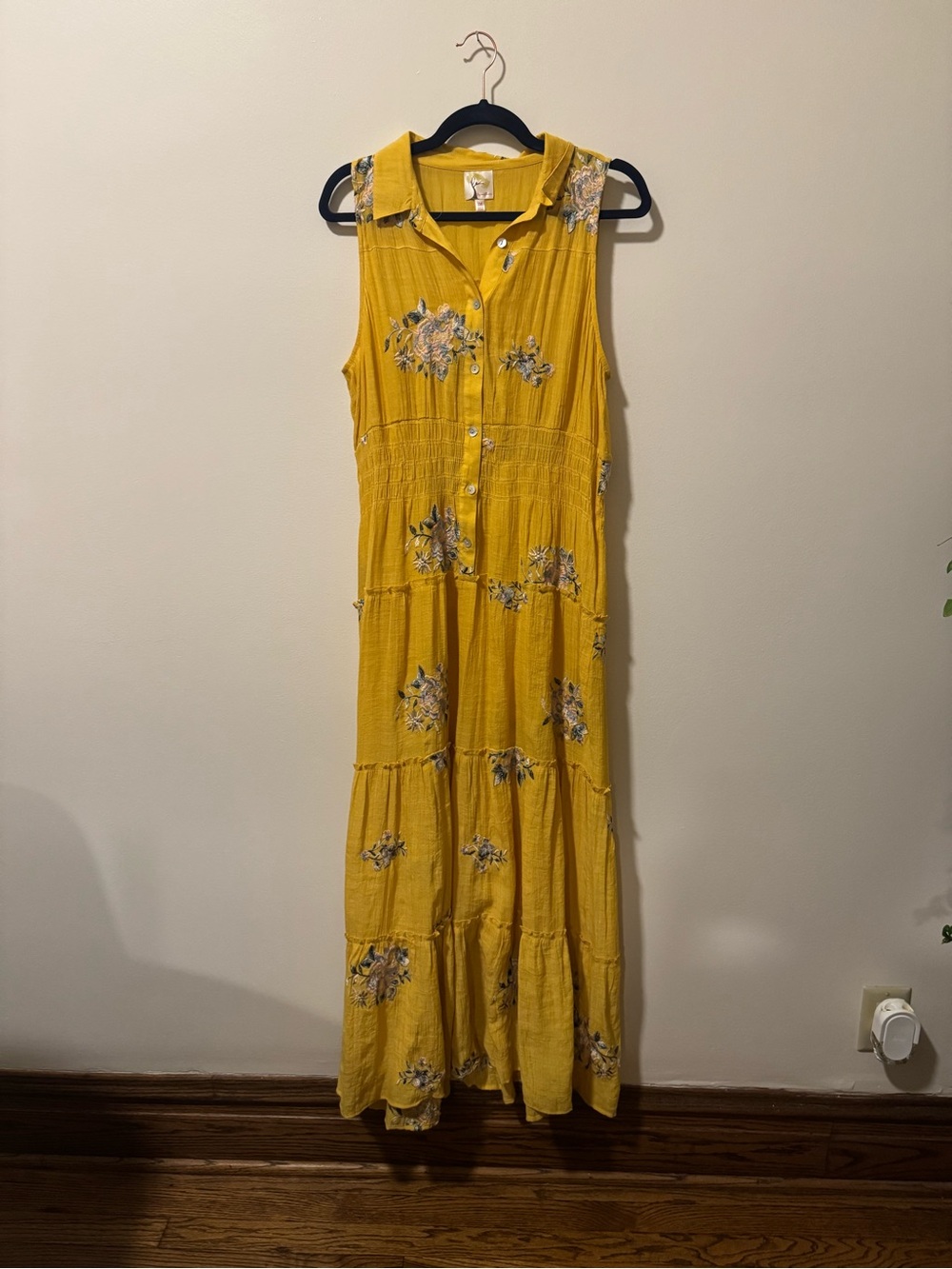 fig and flower Mustard Yellow Sleeveless Floral Maxi Dress